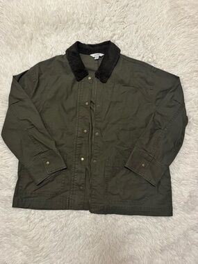 Old Navy Barn Jacket Old Navy Olive Green Utility Jacket with Black Corduroy
